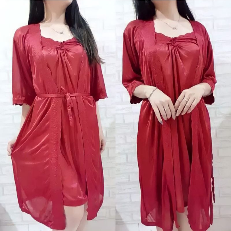 Baju Tidur Daster Wanita Perempuan Kimono Sexy 2in1 Termurah