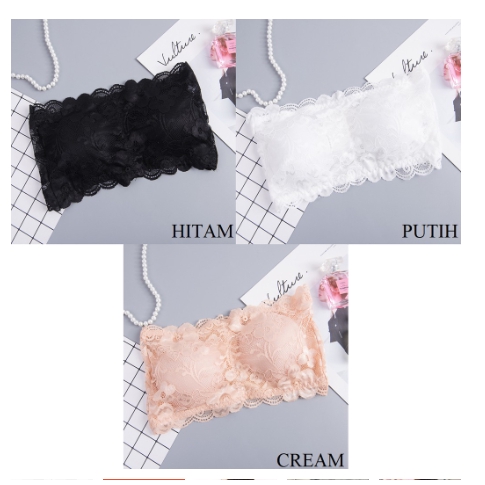 F8077  BRA KEMBEN BANDEAU TANPA TALI LACE BRA FASHION WANITA BRA MURAH BATAM IMPORT