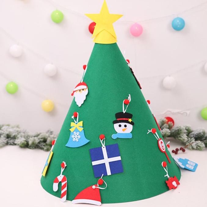 

18PCS DEKORASI DESAIN POHON NATAL BAHAN FELT UNTUK ANAK KECIL, 3.2FT GJNH6123V