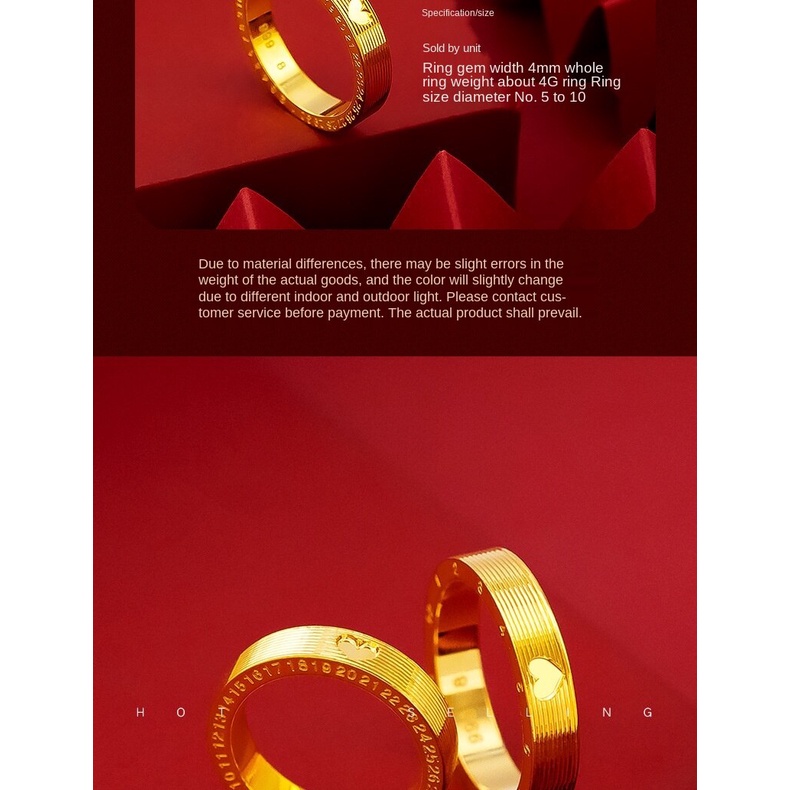 Cincin Bentuk Hati Bahan Lapis Emas Ukuran 520 Untuk Pasangan