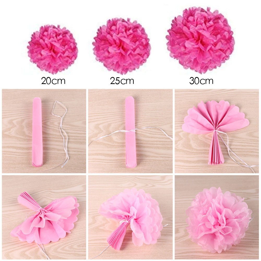 POM POM KERTAS MULTI WARNA 25 CM / BUNGA KERTAS HUASAN PESTA / BUNGAN KERTAS BOLA POM POM SATUAN