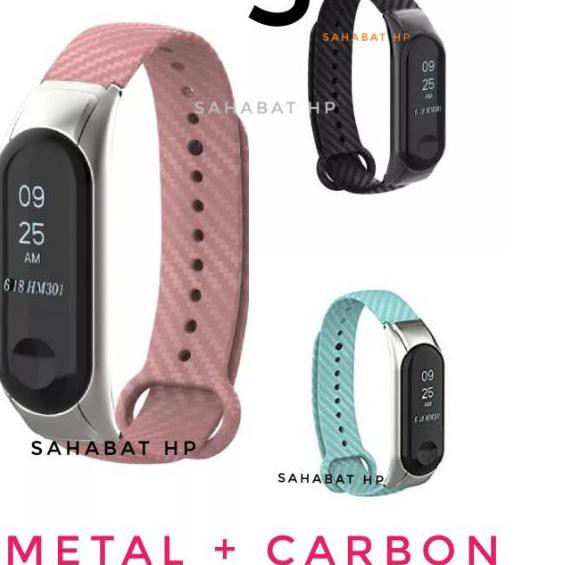 NNG5 Miband 3 M3 ap Metal Carbon Besi Miban Tali Gelang Xiomi Siomi Smartband ♥W8