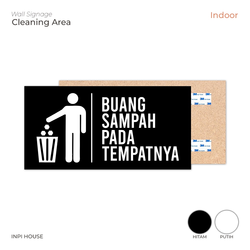 INPI HOUSE Signage Trash Bin - Papan Tanda Logo Area Buang Sampah - Hitam - Indoor