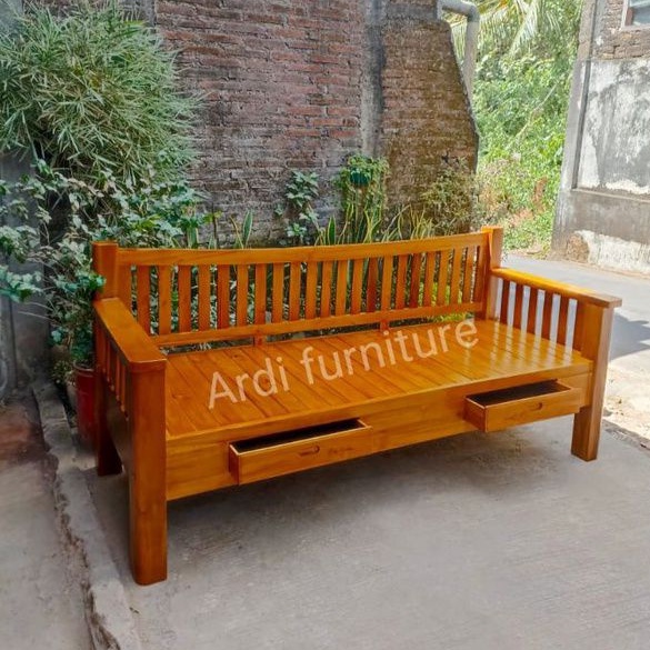 Bale bale minimalis kursi daybed kursi tamu kayu jati bangku panjang jati