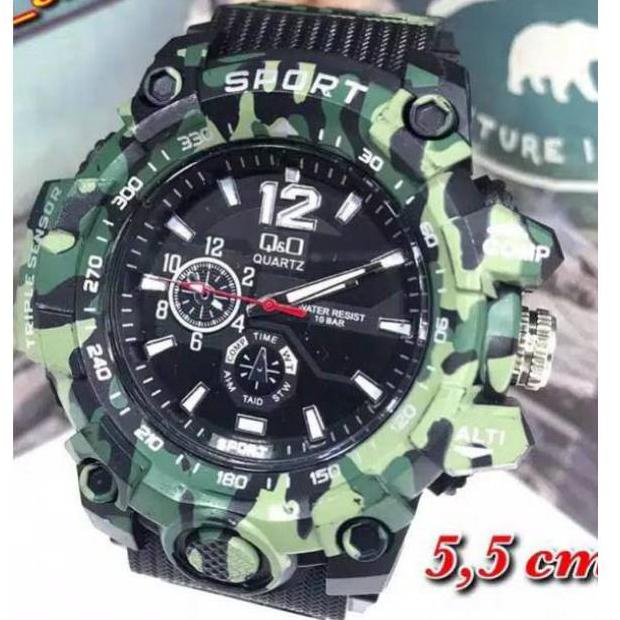 Jam tangan Pria sport Q&Q Loreng army tali rubber QQ army tali kwalitas bagus ‣ SYC.794762