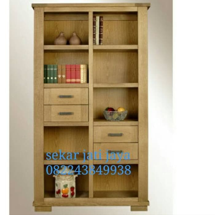 Lemari pajangan rak buku jati jepara