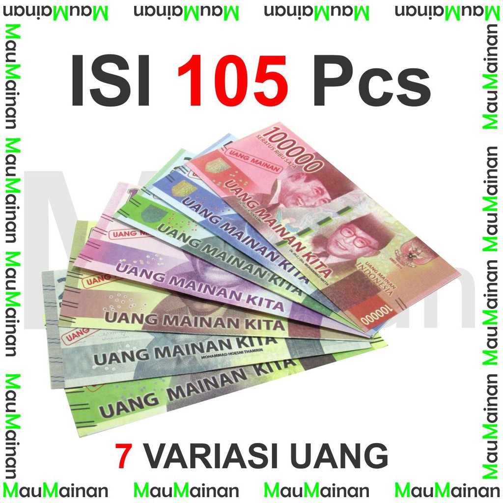 Mainan Uang Mainan Anak-Anak | Mainan Edukasi Anak | Uang Mainan Kertas Mirip Asli Isi 105 Pcs