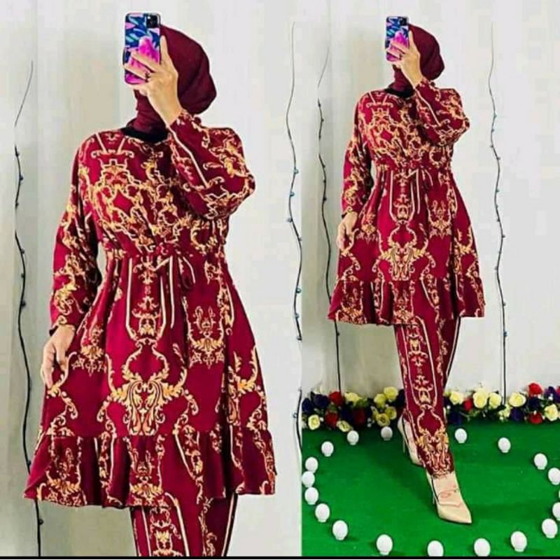 setelan lengan panjang motif sultan