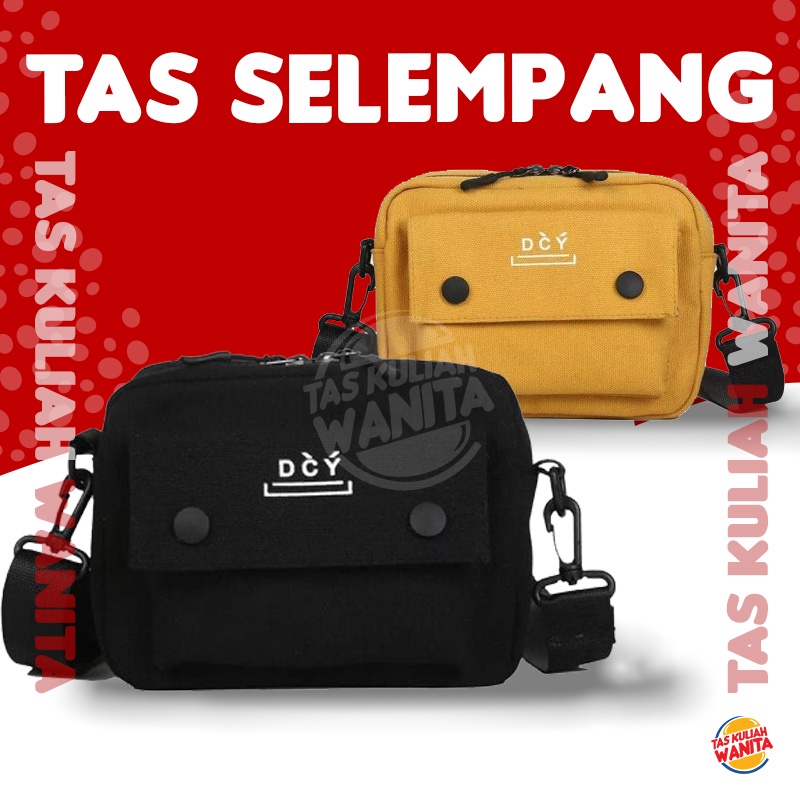 Tas Selempang Pria Distro Casual Mini Korean Style Fashion Remaja Dewasa Hitam Premium Promo Murah M