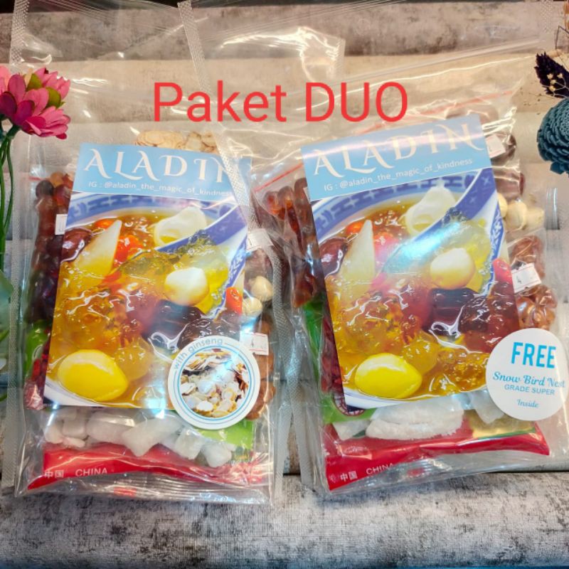 

Paket DUO : Peach Gum Dessert With GINSENG dan Peach Gum Dessert with Snow Bird Nest 250rb