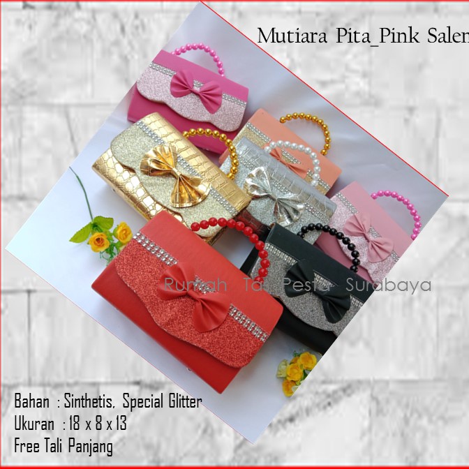 Tas Elegant,Tas Lucu,Tas Murah,MTiara Pita_Pink Salem