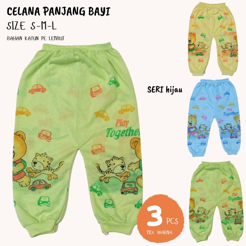 3Pcs Celana Panjang Bayi Newborn Size S M L Motif Halus Murah Celana Panjang Bayi Lusinan Celana Panjang baby Celana bayi Perlengkapan Bayi Baru Lahir