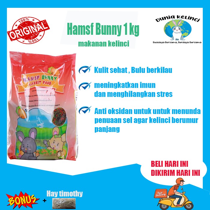 PELET PAKAN MAKANAN KELINCI HAMSF BUNNY 1 KG  RABBIT FOOD PELLET HAMSFBUNNY