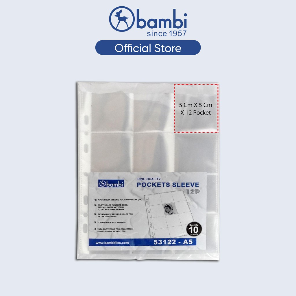 

Bambi Document Pocket A5 12 Pocket Isi 10 Lembar Tipe Photocard Sleeve Original
