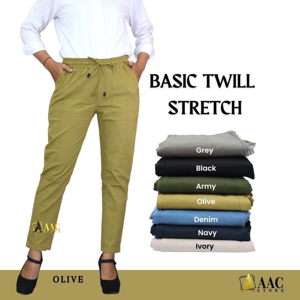 CELANA WANITA BASIC PANTS TWILL STRETCH PREMIUM