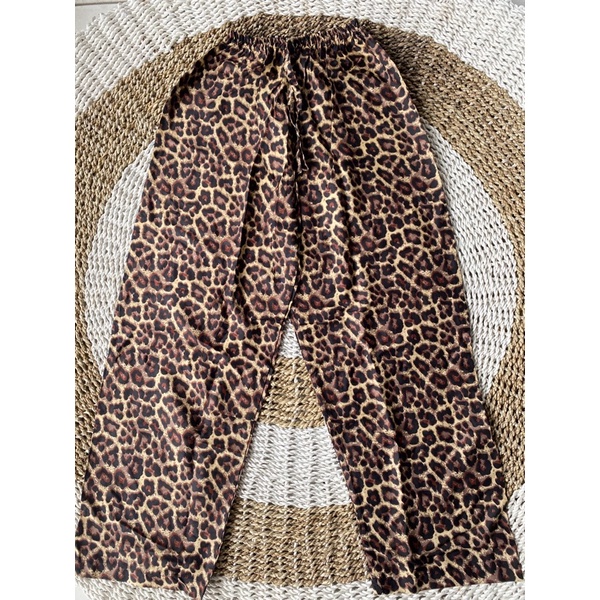CELANA KULOT PANJANG WANITA TALI POLOS & MOTIF A031-Milo leopard besar