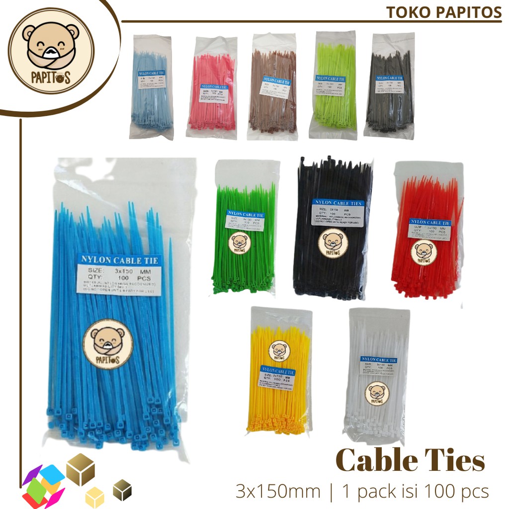 

Cable Tie/ Kabel Tis/ Cable Ties ukuran 3mm*150mm (isi 100)