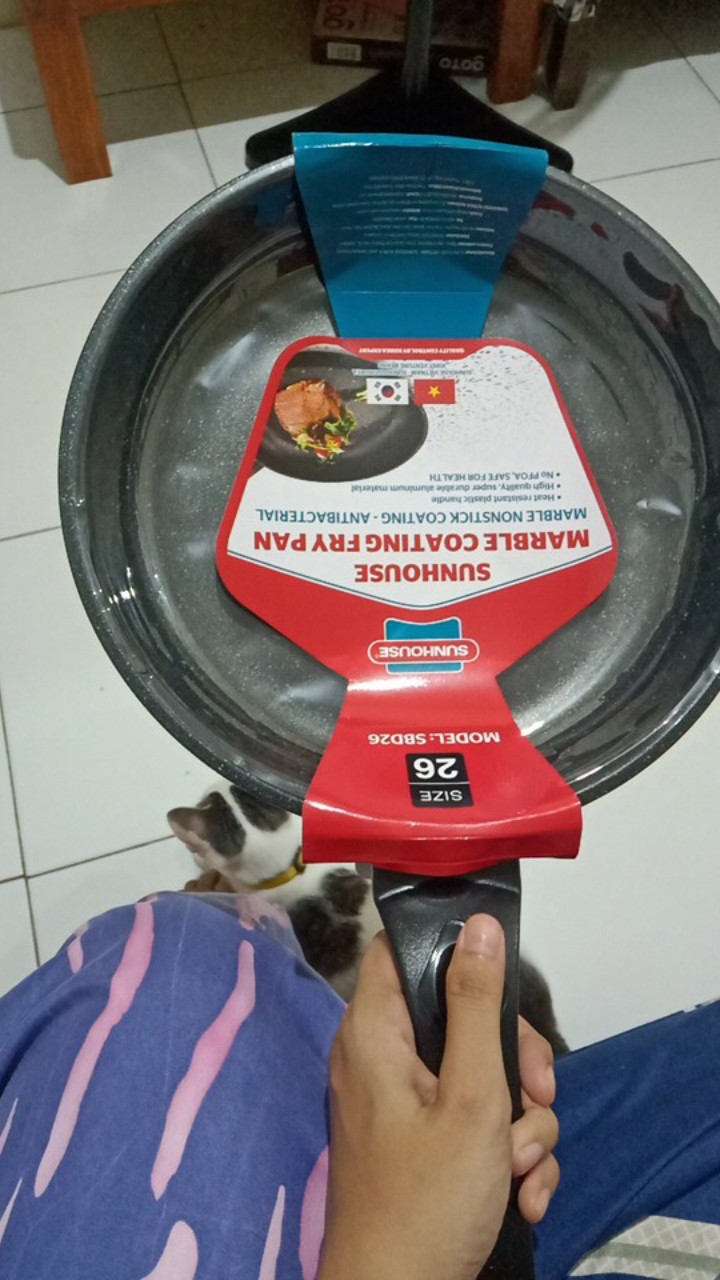 Sunhouse Sbd26 Marble Frypan Anti Lengket Hitam 26 Cm 1 Pcs