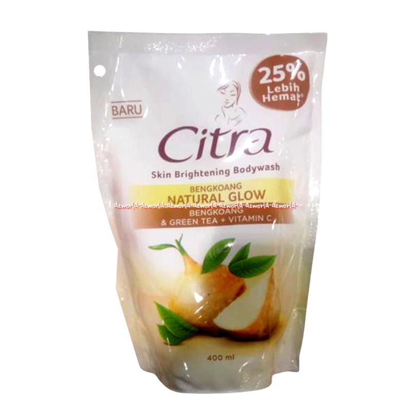 Citra Lulur Natural White Liquid 400ml Body Wash Sabun Cair Isi Ulang Refill Kuning