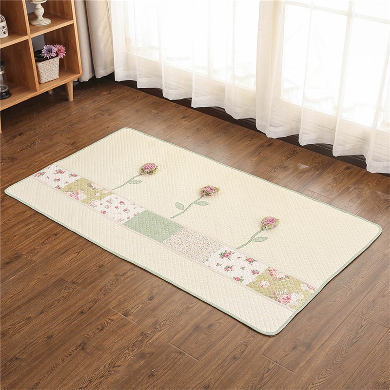 Adda Home - Shabby Karpet Alas Lantai Antislip Patchwork Desain Korea Bunga 90x150cm - P3