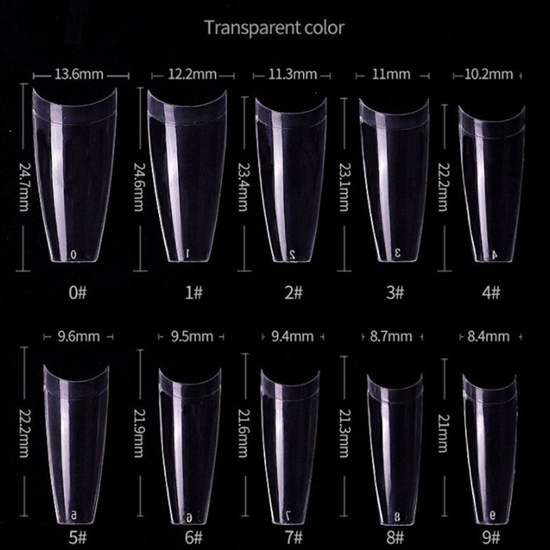 (FULL) 500pcs / Set Kuku Palsu Akrilik Bentuk T Untuk Nail Art / Manicure