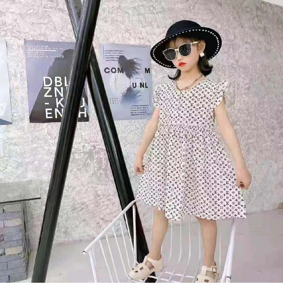 Promo !! Dress anak perempuan /  Dress lv wrinkle tummy part import ukuran 1-3tahun / Dress import anak