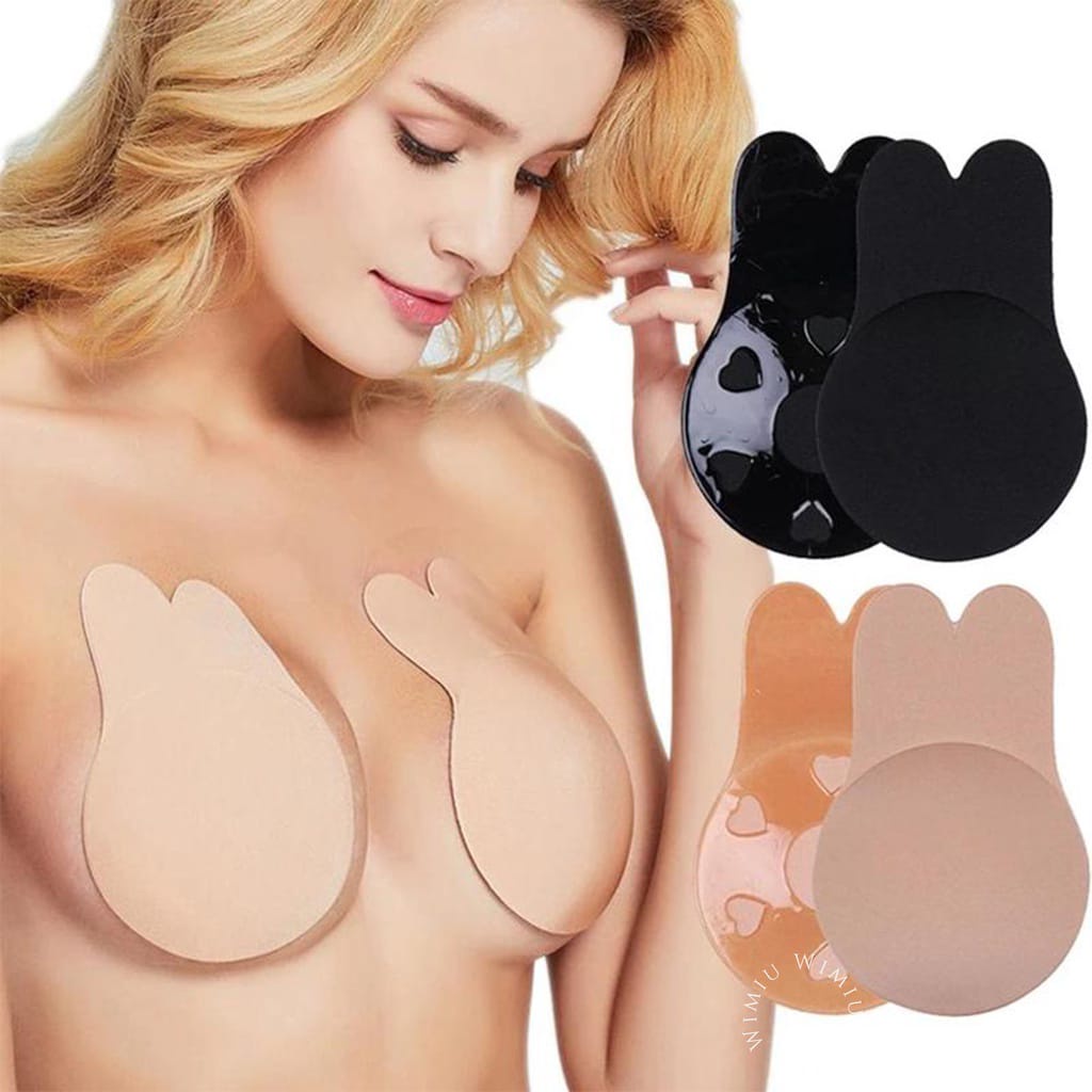 Rabbit Bra Silicon Push Up Bra Nipple Cover Pads Pad BH Tempel Penutup Puting Susu Silikon Bra Tempel Tanpa Tali F681