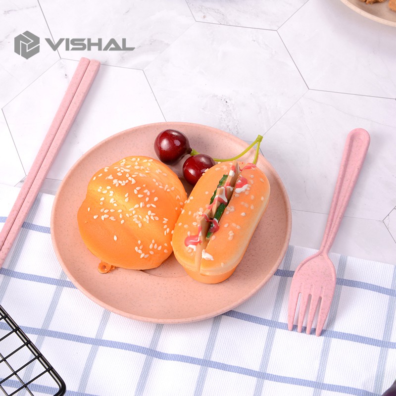 VISHAL Piring KECIL Wheat Straw Plate 1 Set Isi 4 Pcs Warna Warni  Simple Dinner High Quality Wheat