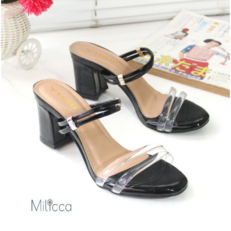 Milicca Sandal Heels Wanita Sandal Tali Hak Tahu Twensel