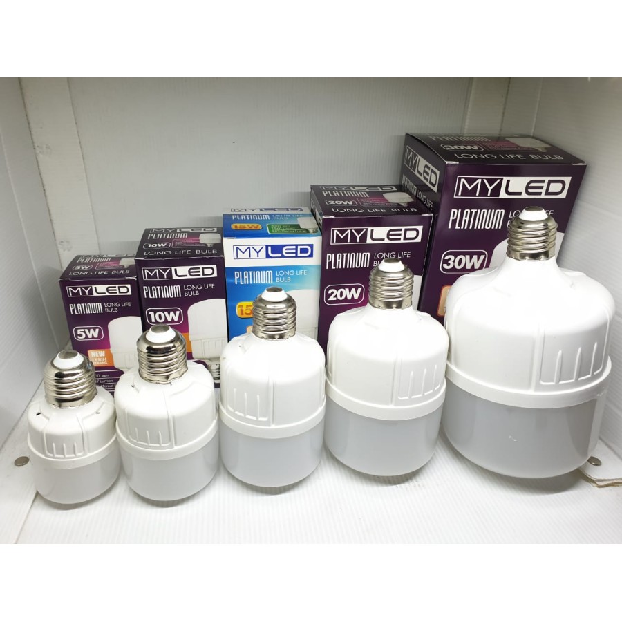 Lampu LED Putih Myled Platinum 5W 10W 15W 20W 30W Bohlam LED Daylight