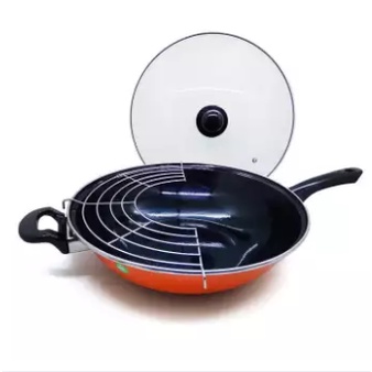 FM - Maspion Wajan Stirfry Ceria 33cm Tutup Kaca - Random Colour | Penggorengan Anti Lengket