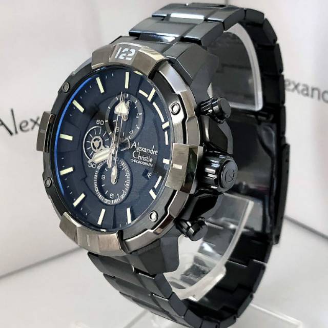 Alexandre Christie AC 6551 Black jam Tangan Pria