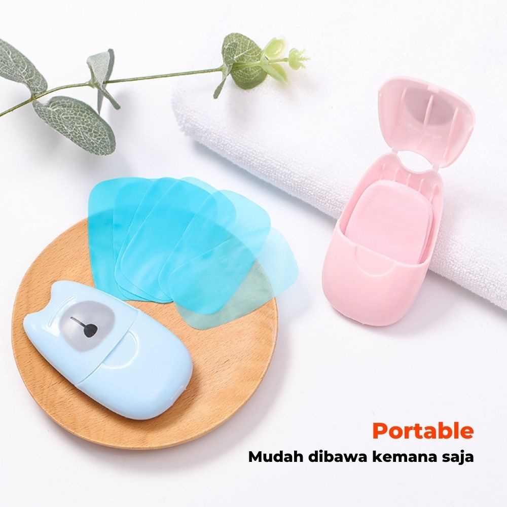 MARKETBIX Sabun Kertas Praktis Paper Soap Mini Untuk Traveling Kit Sabun Cuci Tangan Isi 50 Lembar