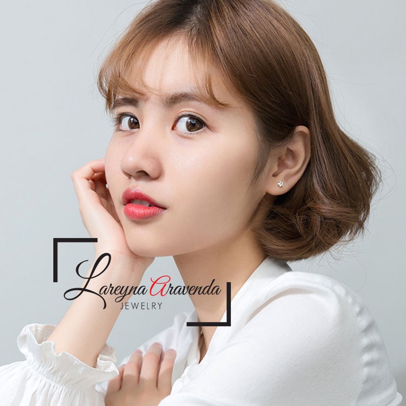 Anting Wanita Titanium Asli Bintang Crystal Kristal Zircon AAA ET006