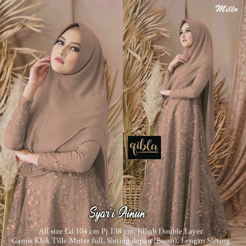 Syar'i Ainun (READY STOK) syar'i hijab jilbab modern layer dobel syar'i tile ootd hijab casual lebrn