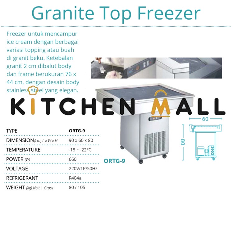 GEA ORTG-9 Granite Top Freezer / Freezer untuk mencampur ice cream dengan toping