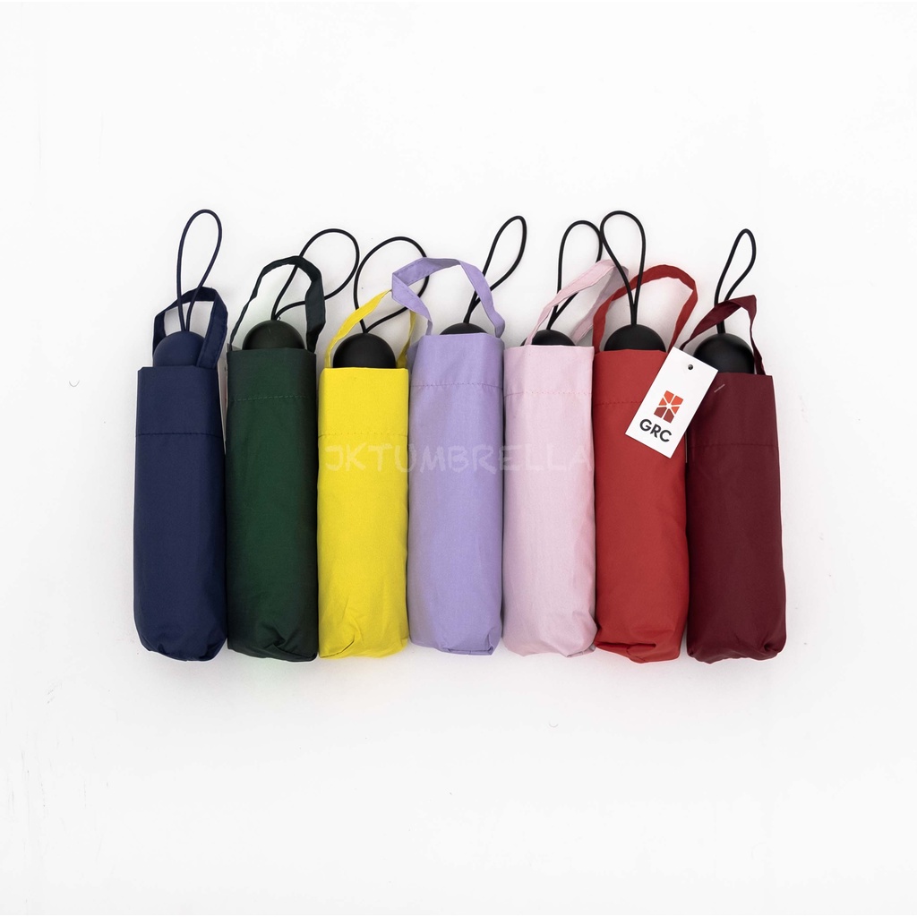 Jktumbrella / Payung lipat 5 polos warna / mini / dompet / lapis hitam / GRC - 503