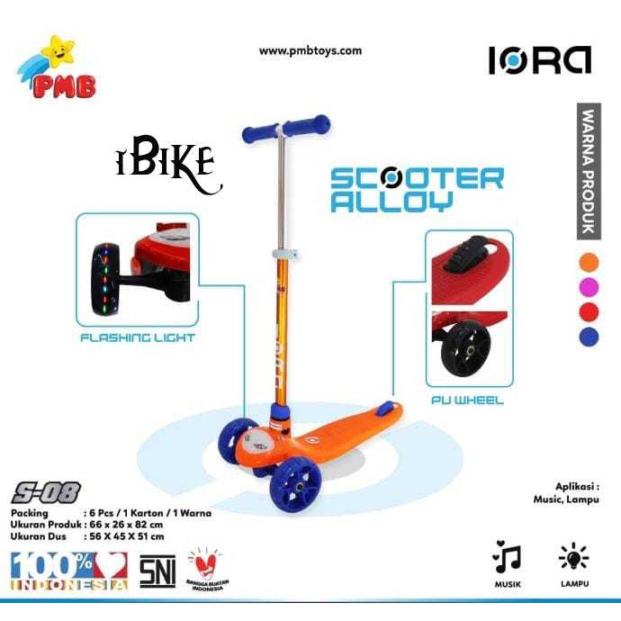 Scooter IORA S-08 Alloy PMB Skuter Otoped Anak S08 scooter anak dan dewasa termurah