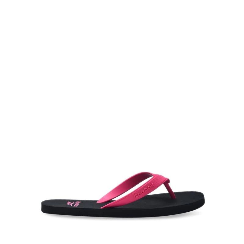 black and pink flip flops