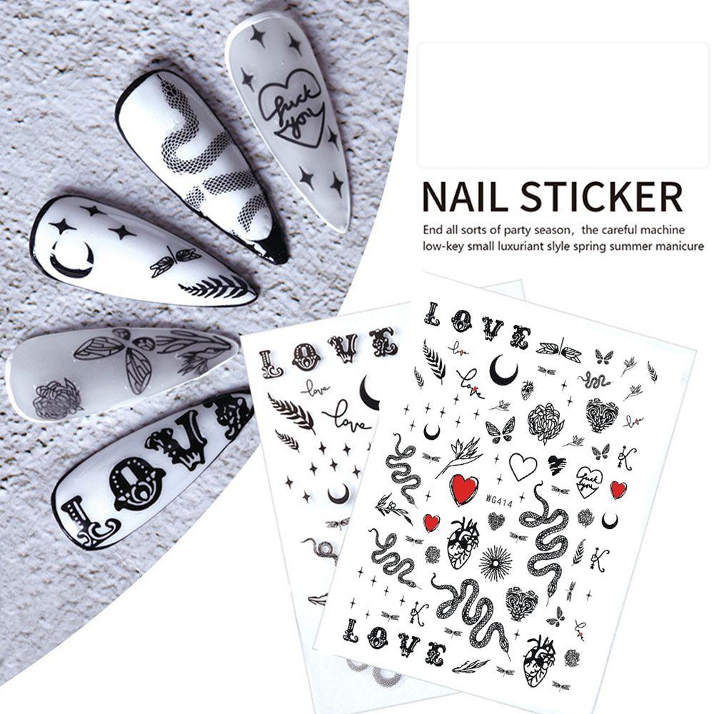 Agustinina Self-adhesive Nail Decals Populer Salon Kuku Nail Art Dekorasi DIY Stiker Kuku Nail Art Decals Manicuring Sticker