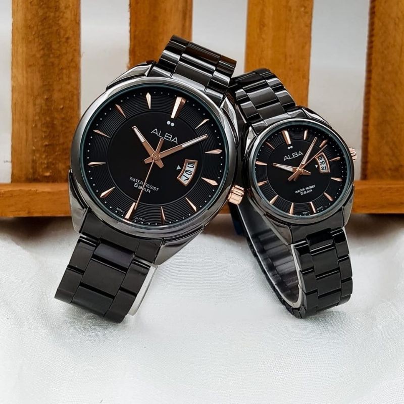 ALBA JAM TANGAN COUPLE PRIA DAN WANITA RANTAI STAINLIS STEEL