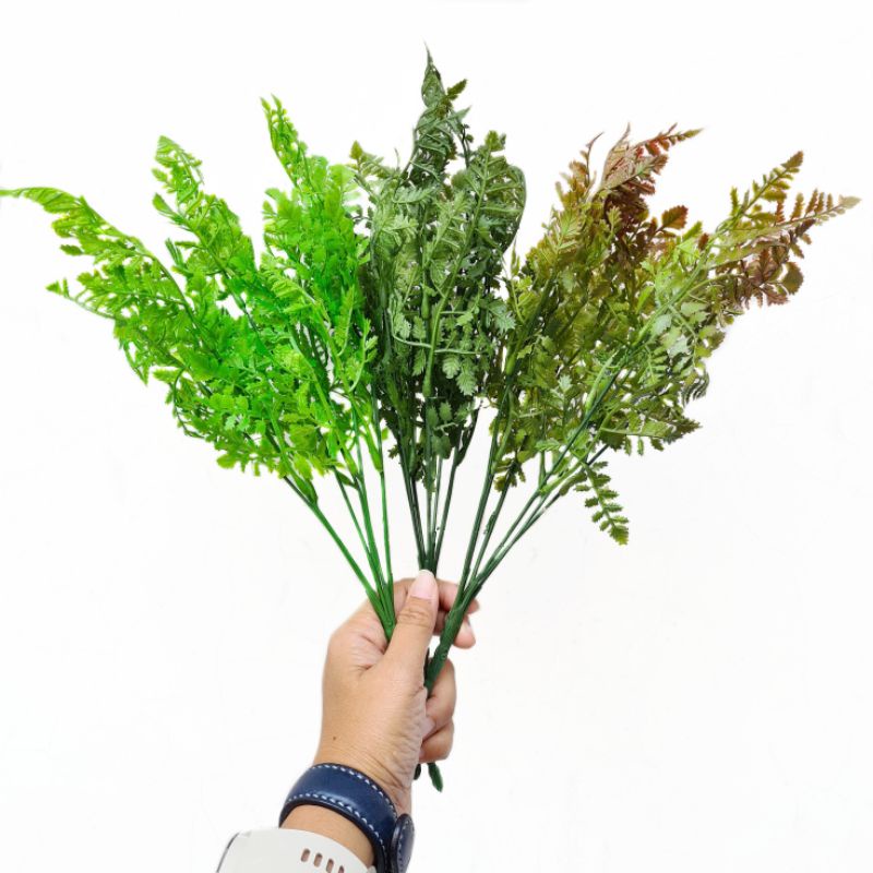 Daun Plastik Pakis Leatherleaf Fern Tanaman Paku AL25  Artifisial Dekorasi Bouquet Wedding