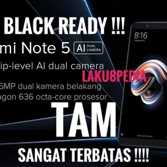 Terlaris  XIAOMI REDMI NOTE5 NOTE 5 RESMI 4GB 64GB TAM XIOMI XOMI SNAPDRAGON 636