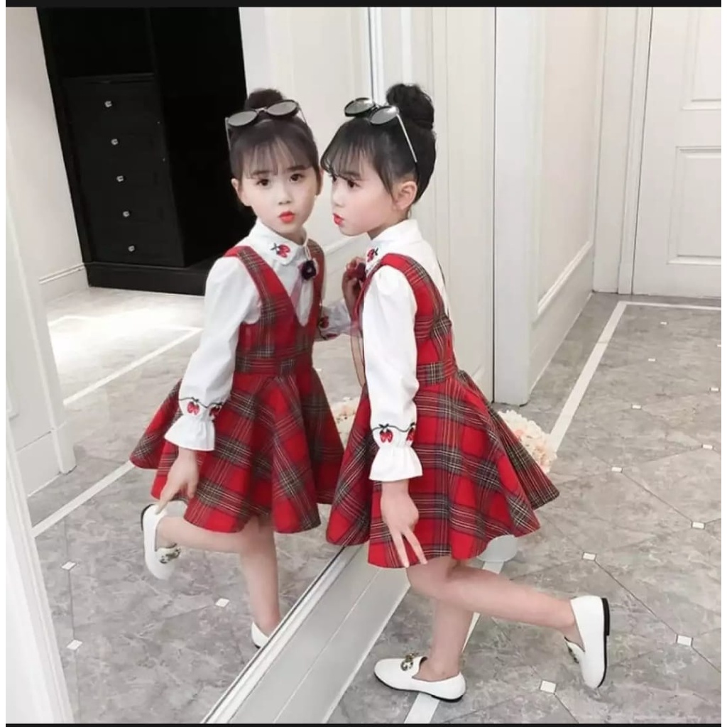 INV - DRESS KIDS BERRY KOTAK / SABLON STROWBEERY / TERBARU / TERPOPULER