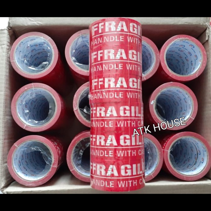 

perekat-pengikat- lakban fragile merah 48mm*50m/lakban jangan dibanting pecah belah star -pengikat-