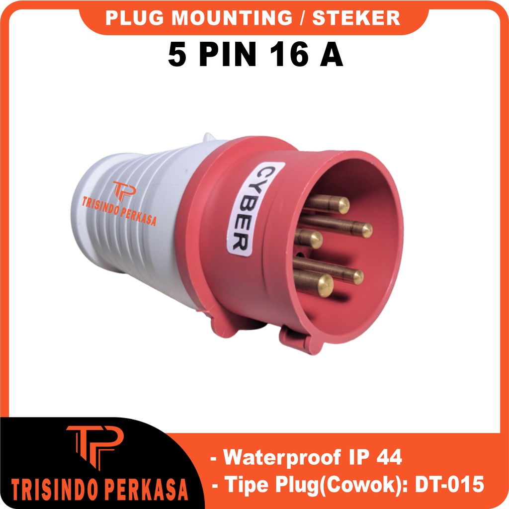 Plug Mounting Male Steker 5P / 5 Pin 5Pin 16A 16 Ampere 015 IP44 Industrial Plug 5 Kaki 5Kaki 16a