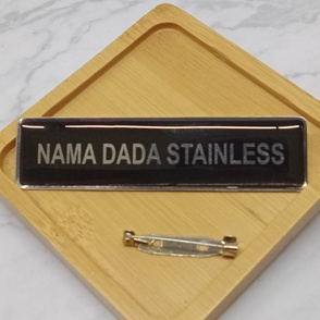 Nama Dada Kuningan Name Tag Peniti Bahan Plat Kuningan Plat Stainless