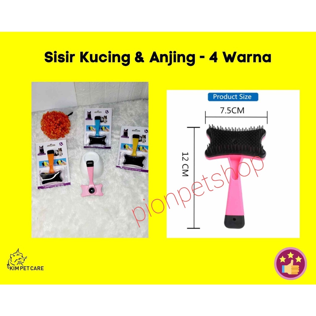 Sisir Kucing dan Anjing dengan Tombol-Colorful Pet Hair Brush