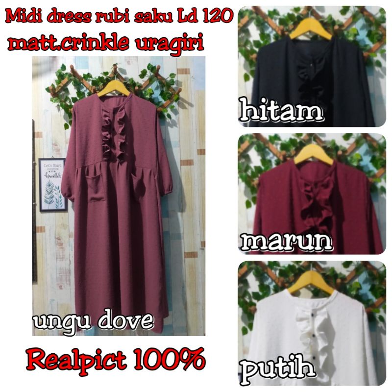 LD 120 Midi dress CRINKLE AIRFLOW URAGIRI/midi dress RUBIAH CRINGKLE URAGIRI/DRESS RUBI/GAMIS BUSUI/