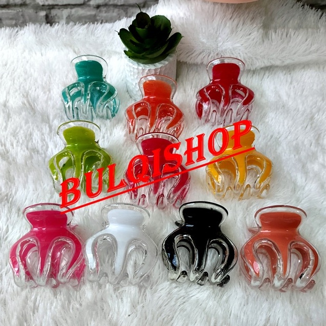 Jedai Transparan Akrilik Bening 2 Warna 5cm cakar 3 jepitan jepit badai rambut Ori Premium import th